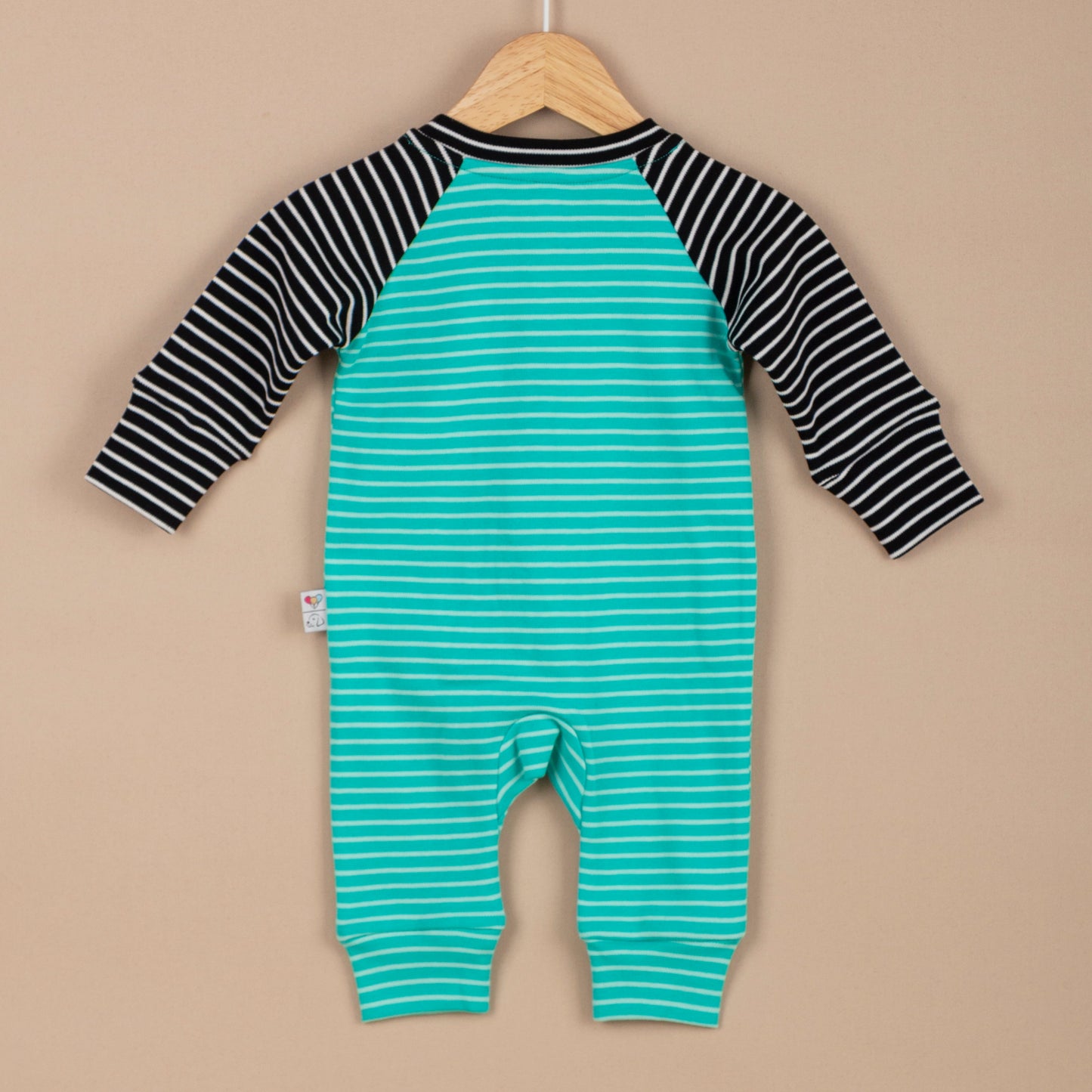 Minty Fresh Lines Fermuarlı Organik Bebek Tulumu