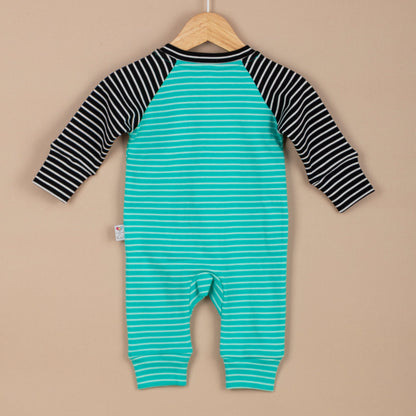 Minty Fresh Lines Fermuarlı Organik Bebek Tulumu