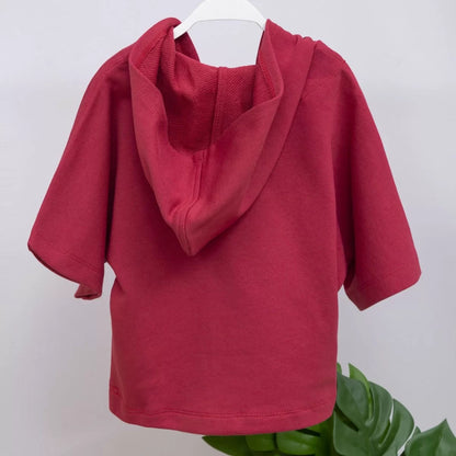 Oversize Şortlu Açık Bordo Sweatshirt Takım