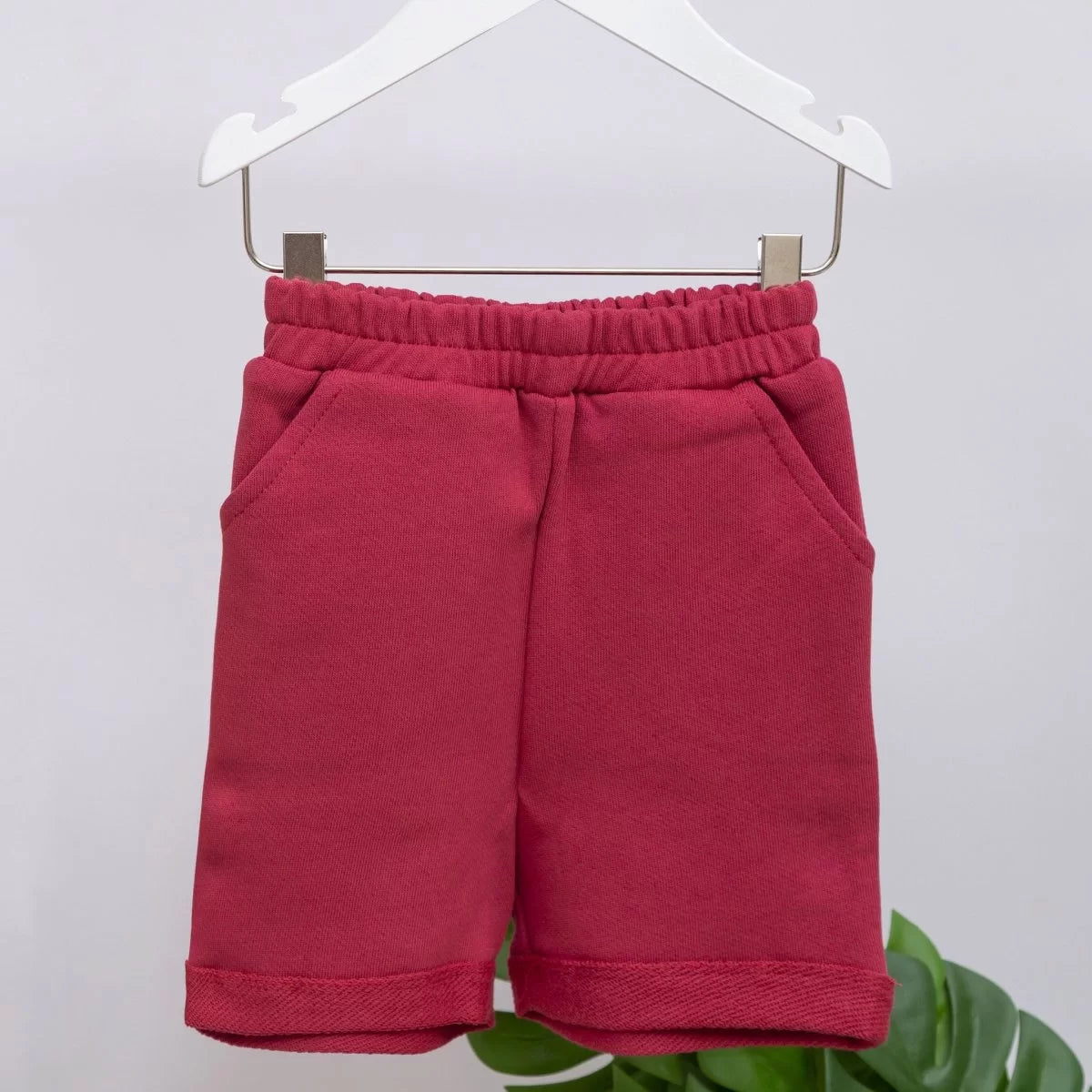 Oversize Şortlu Açık Bordo Sweatshirt Takım