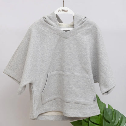Oversize Şortlu Gri Sweatshirt Takım