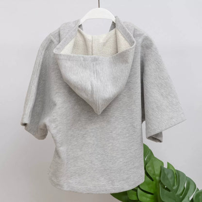 Oversize Şortlu Gri Sweatshirt Takım