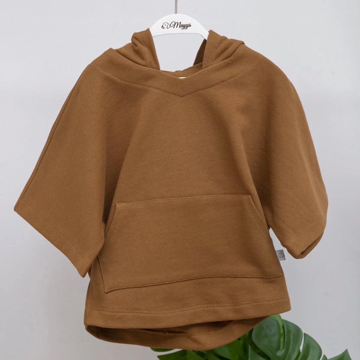 Oversize Şortlu Kahverengi Sweatshirt Takım