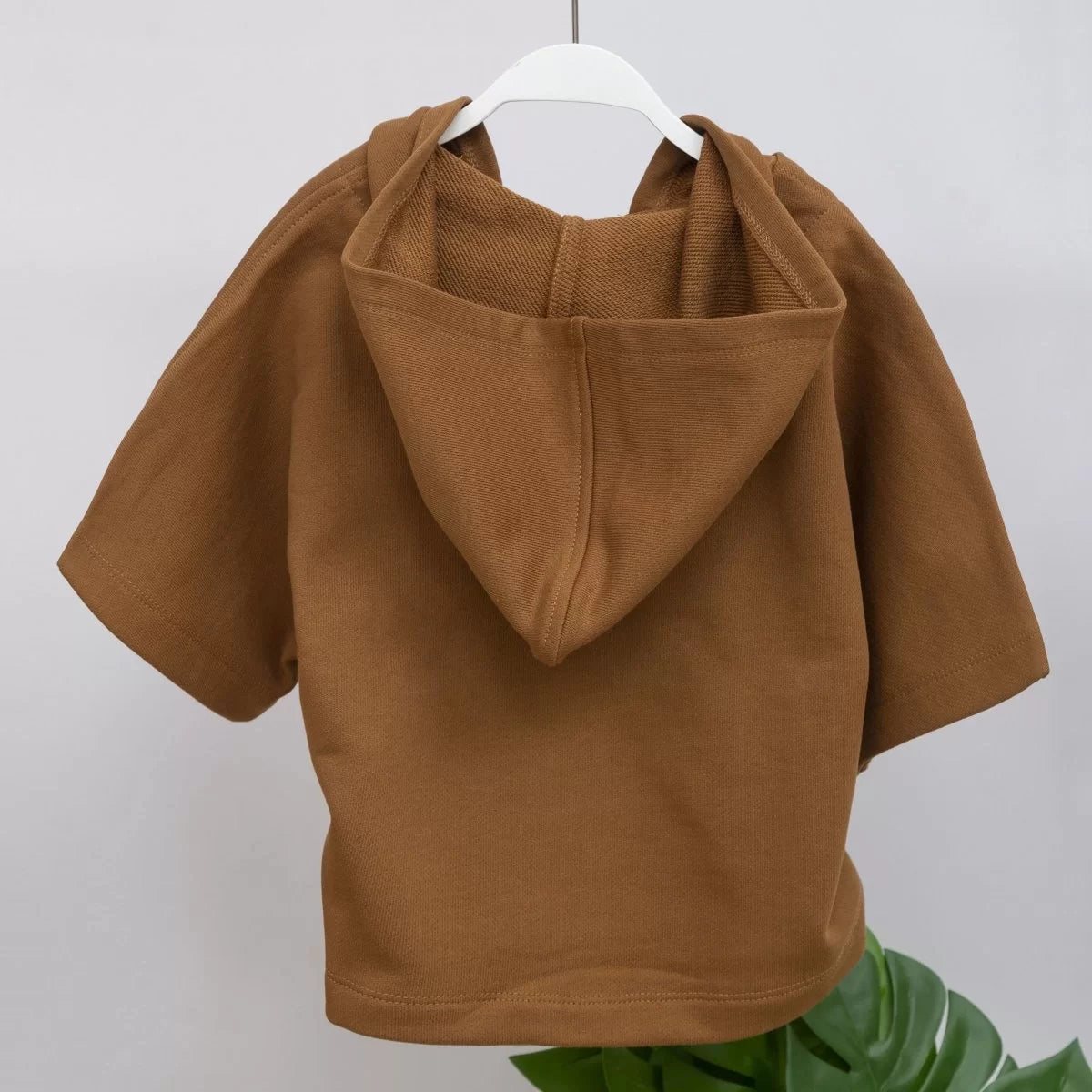Oversize Şortlu Kahverengi Sweatshirt Takım