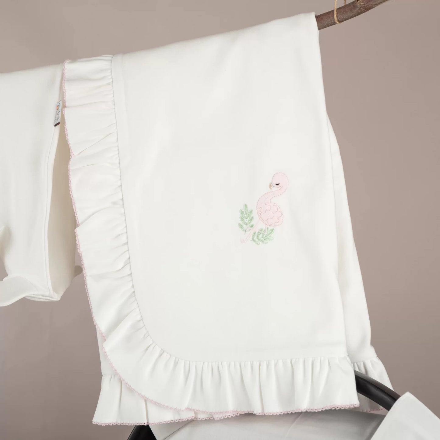 Nazenin Flamingo Nakışlı Pembe Tığ işi Süslemeli Organik 6'lı Hastane Çıkışı
