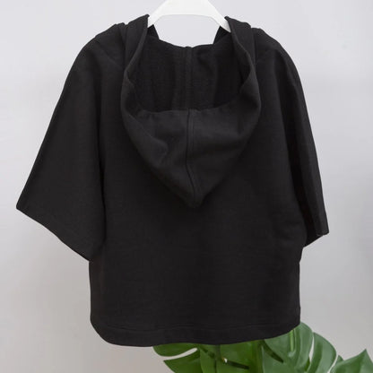 Oversize Şortlu Siyah Sweatshirt Takım